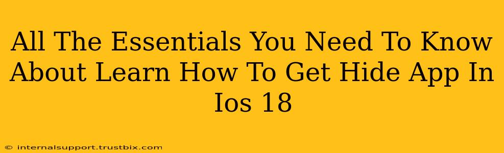 All The Essentials You Need To Know About Learn How To Get Hide App In Ios 18