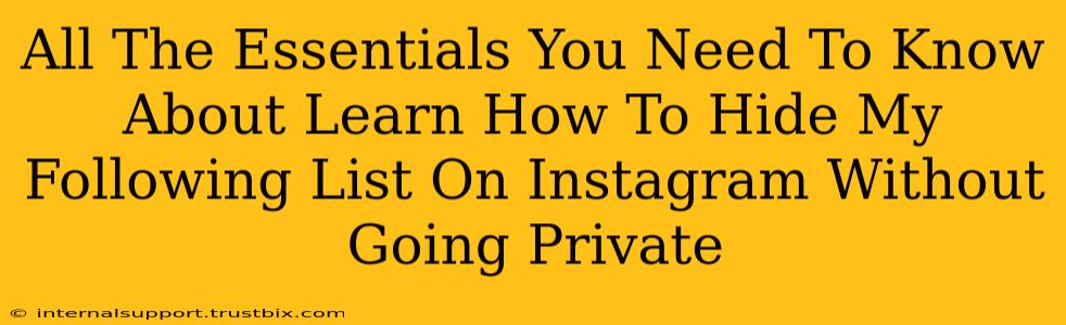 All The Essentials You Need To Know About Learn How To Hide My Following List On Instagram Without Going Private