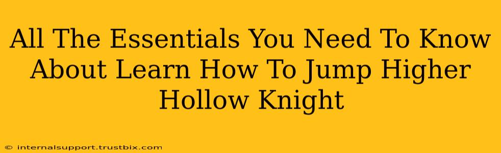 All The Essentials You Need To Know About Learn How To Jump Higher Hollow Knight