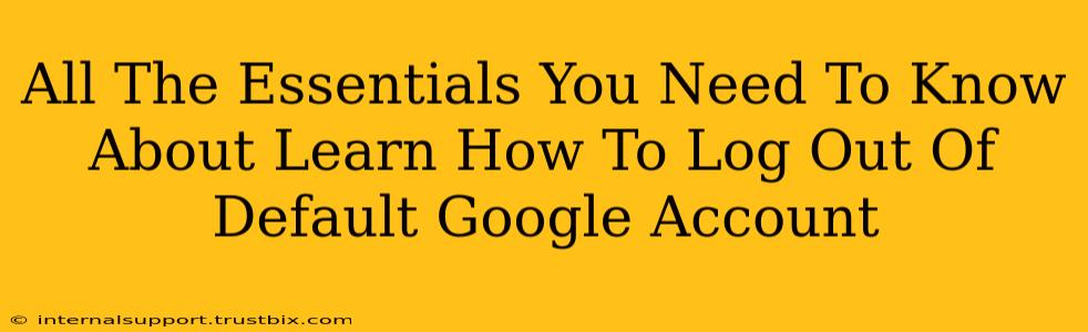 All The Essentials You Need To Know About Learn How To Log Out Of Default Google Account