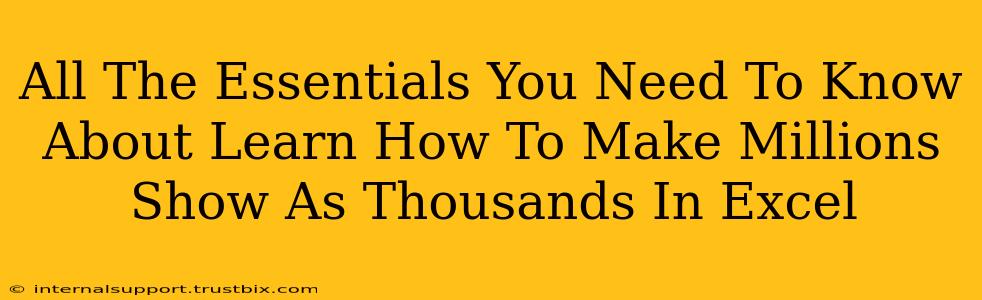 All The Essentials You Need To Know About Learn How To Make Millions Show As Thousands In Excel