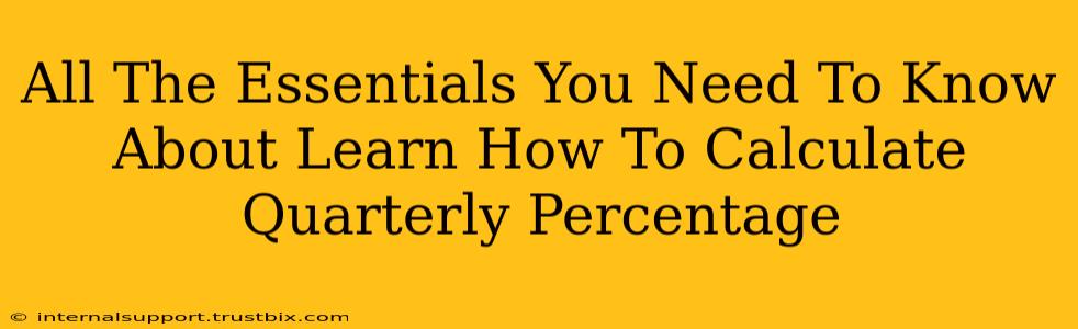 All The Essentials You Need To Know About Learn How To Calculate Quarterly Percentage