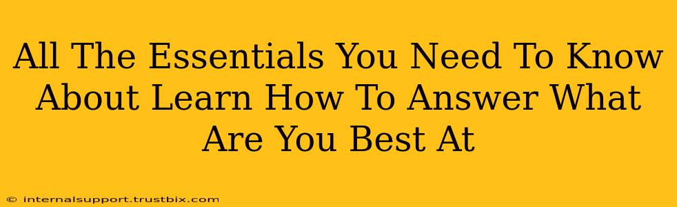 All The Essentials You Need To Know About Learn How To Answer What Are You Best At