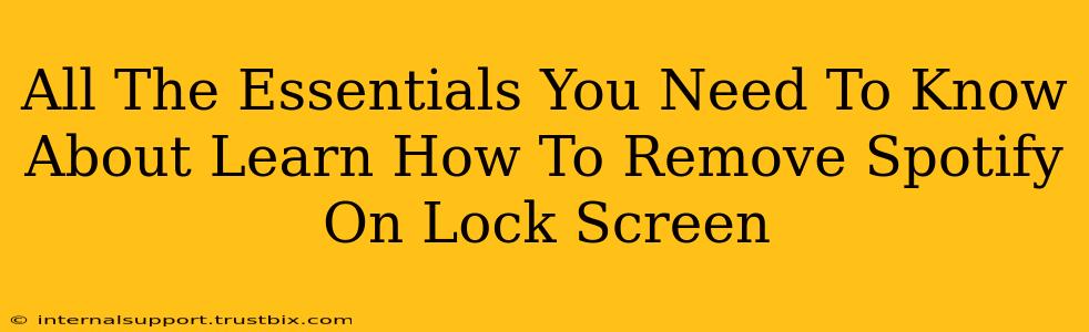 All The Essentials You Need To Know About Learn How To Remove Spotify On Lock Screen