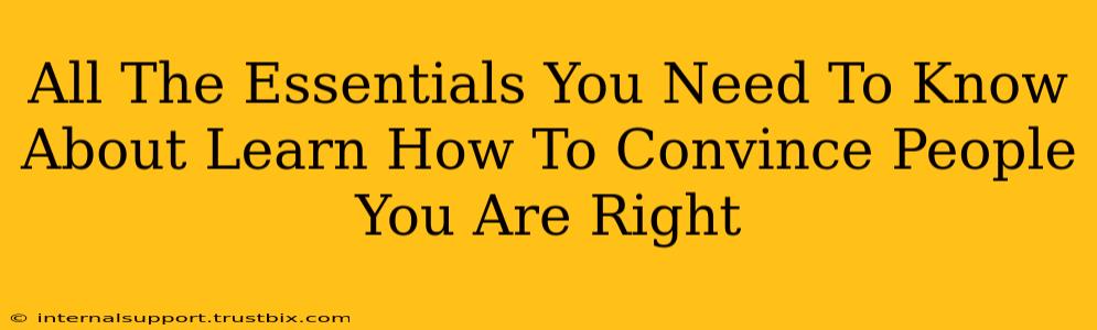 All The Essentials You Need To Know About Learn How To Convince People You Are Right