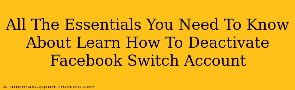 All The Essentials You Need To Know About Learn How To Deactivate Facebook Switch Account