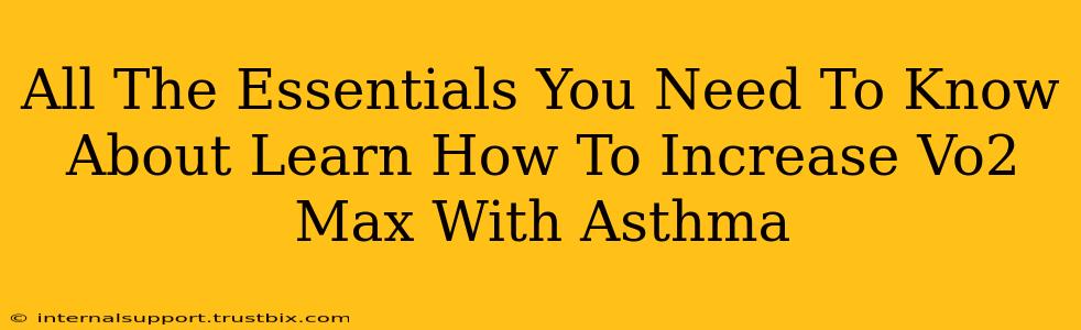 All The Essentials You Need To Know About Learn How To Increase Vo2 Max With Asthma