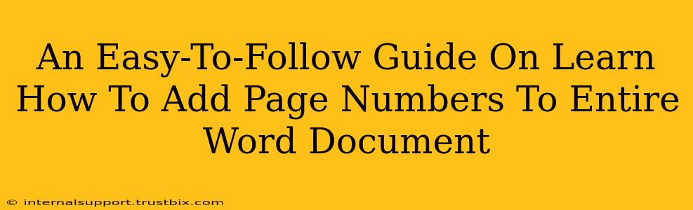 An Easy-To-Follow Guide On Learn How To Add Page Numbers To Entire Word Document