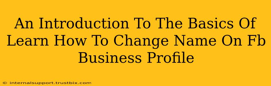 An Introduction To The Basics Of Learn How To Change Name On Fb Business Profile