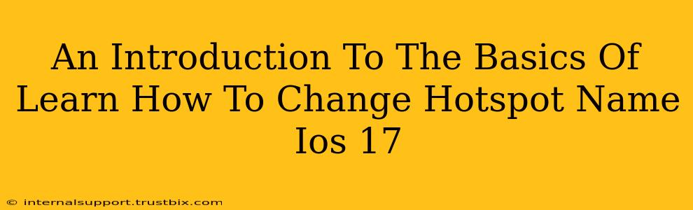 An Introduction To The Basics Of Learn How To Change Hotspot Name Ios 17