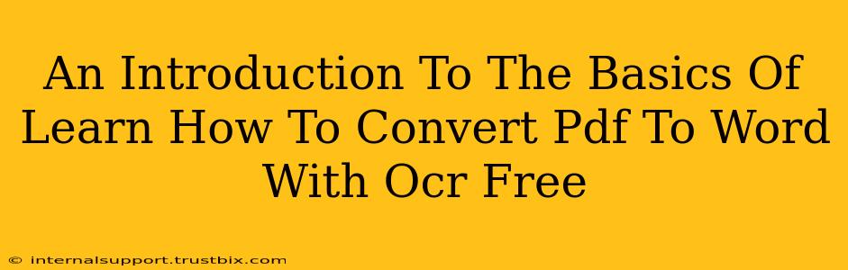 An Introduction To The Basics Of Learn How To Convert Pdf To Word With Ocr Free