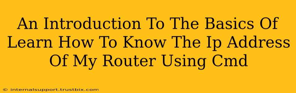 An Introduction To The Basics Of Learn How To Know The Ip Address Of My Router Using Cmd