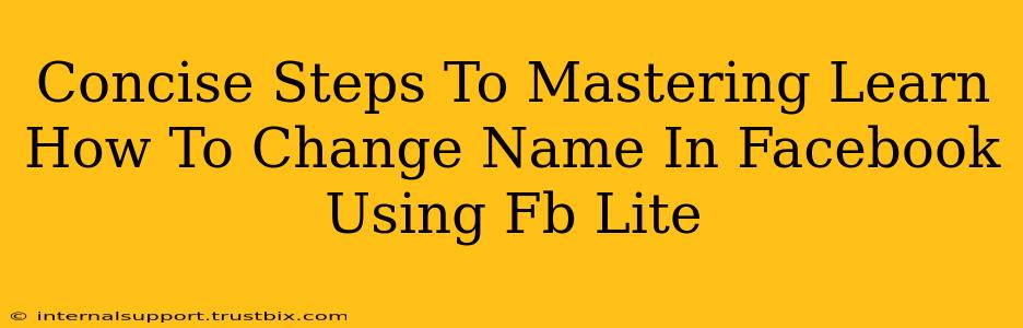 Concise Steps To Mastering Learn How To Change Name In Facebook Using Fb Lite