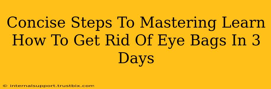 Concise Steps To Mastering Learn How To Get Rid Of Eye Bags In 3 Days