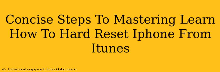 Concise Steps To Mastering Learn How To Hard Reset Iphone From Itunes