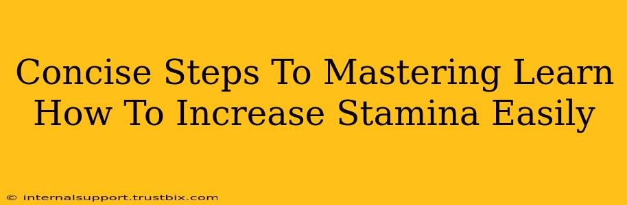 Concise Steps To Mastering Learn How To Increase Stamina Easily