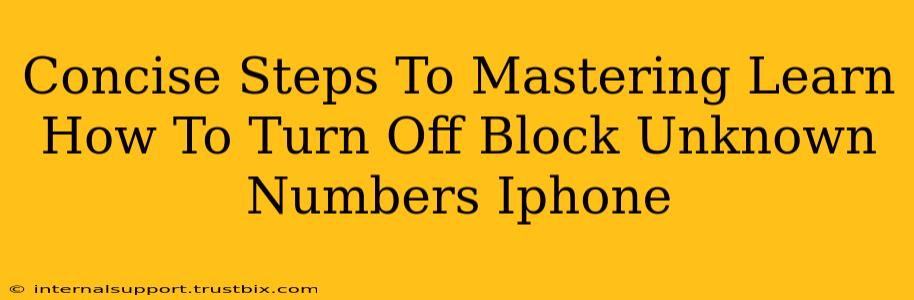 Concise Steps To Mastering Learn How To Turn Off Block Unknown Numbers Iphone