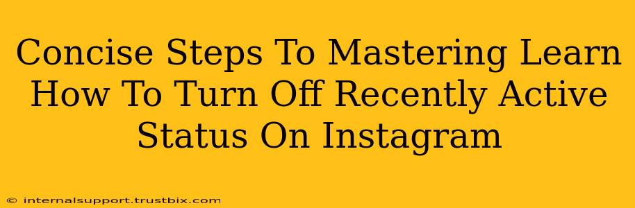 Concise Steps To Mastering Learn How To Turn Off Recently Active Status On Instagram