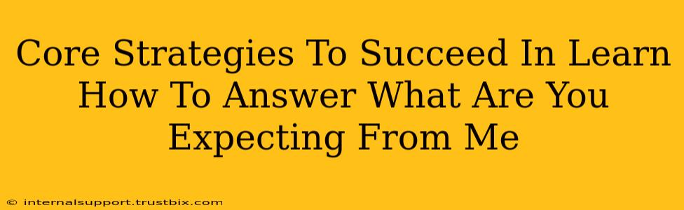 Core Strategies To Succeed In Learn How To Answer What Are You Expecting From Me