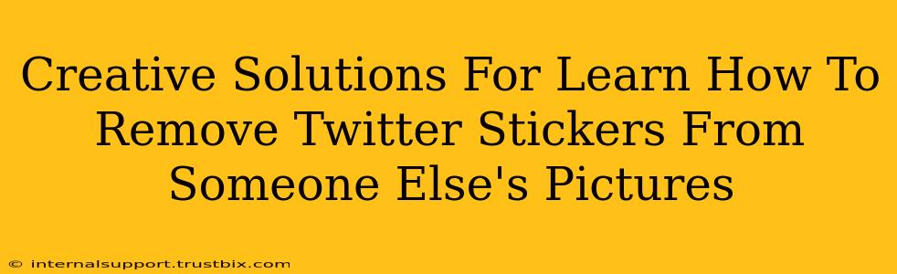 Creative Solutions For Learn How To Remove Twitter Stickers From Someone Else's Pictures