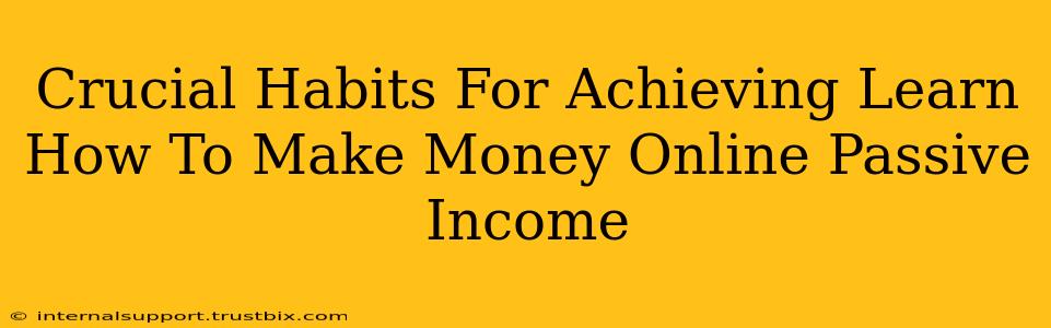 Crucial Habits For Achieving Learn How To Make Money Online Passive Income