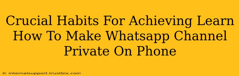 Crucial Habits For Achieving Learn How To Make Whatsapp Channel Private On Phone