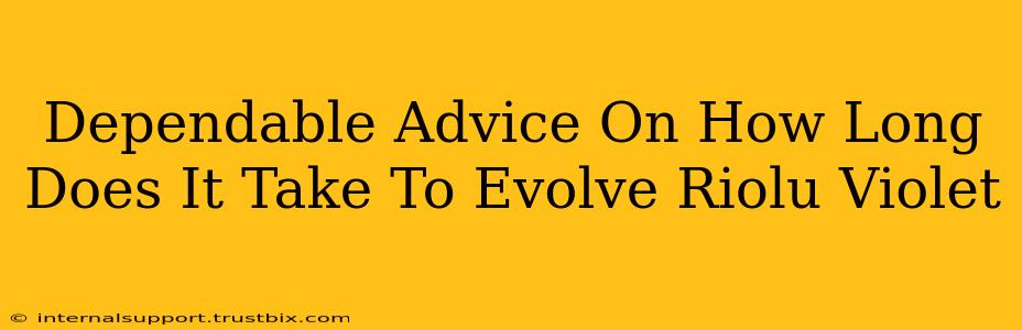 Dependable Advice On How Long Does It Take To Evolve Riolu Violet