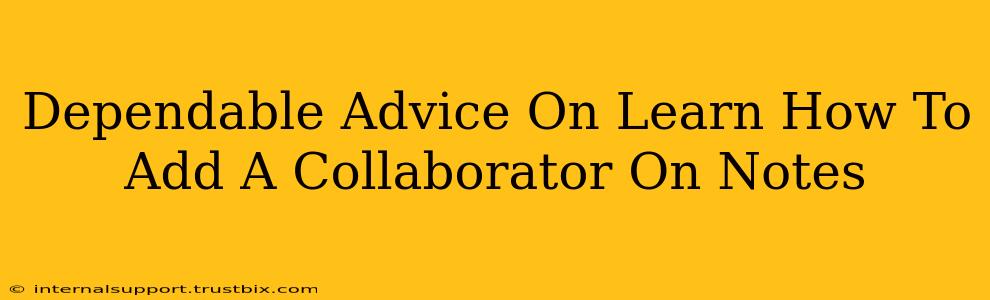 Dependable Advice On Learn How To Add A Collaborator On Notes