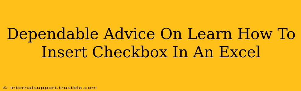 Dependable Advice On Learn How To Insert Checkbox In An Excel