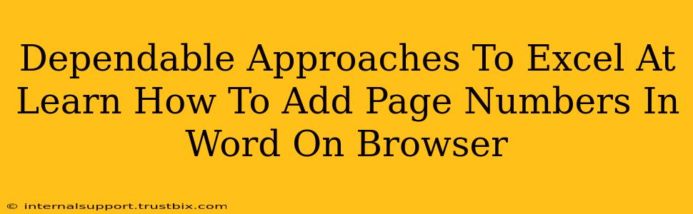 Dependable Approaches To Excel At Learn How To Add Page Numbers In Word On Browser