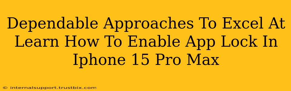 Dependable Approaches To Excel At Learn How To Enable App Lock In Iphone 15 Pro Max