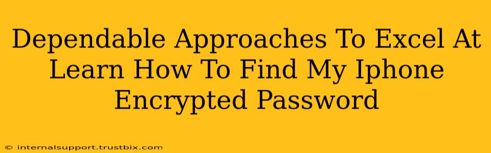 Dependable Approaches To Excel At Learn How To Find My Iphone Encrypted Password