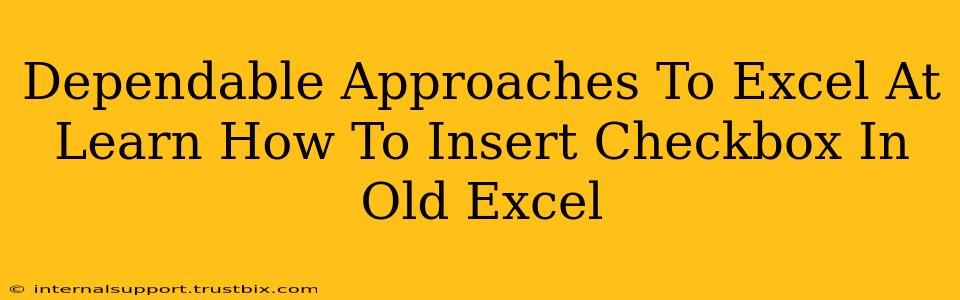 Dependable Approaches To Excel At Learn How To Insert Checkbox In Old Excel