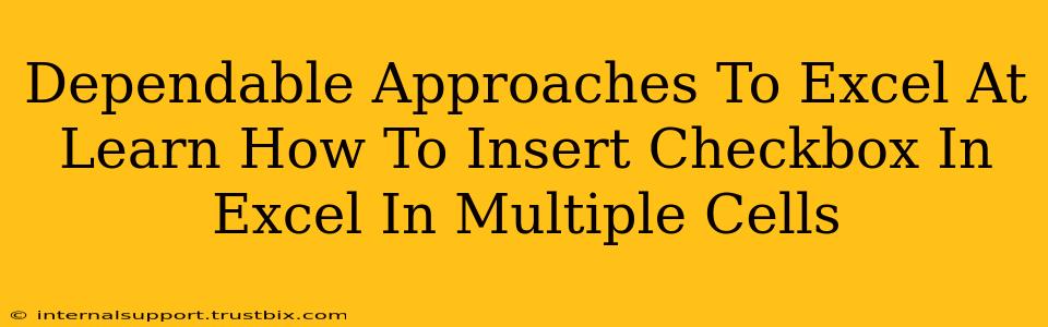 Dependable Approaches To Excel At Learn How To Insert Checkbox In Excel In Multiple Cells