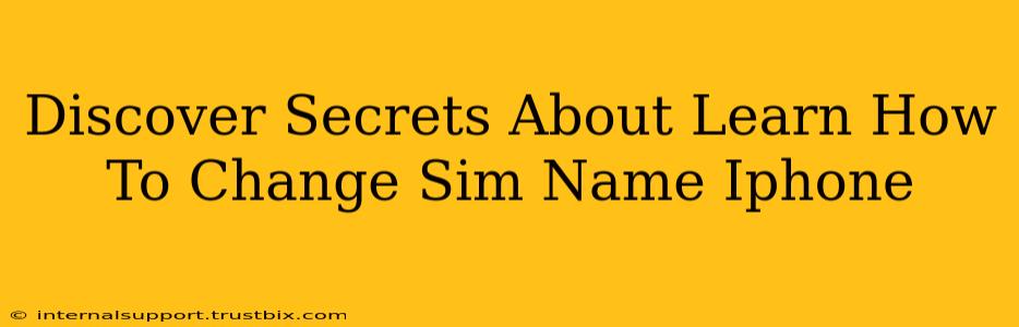 Discover Secrets About Learn How To Change Sim Name Iphone