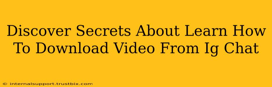 Discover Secrets About Learn How To Download Video From Ig Chat