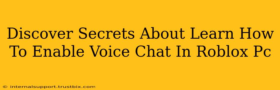 Discover Secrets About Learn How To Enable Voice Chat In Roblox Pc