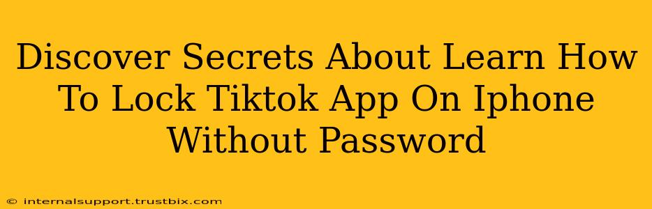 Discover Secrets About Learn How To Lock Tiktok App On Iphone Without Password