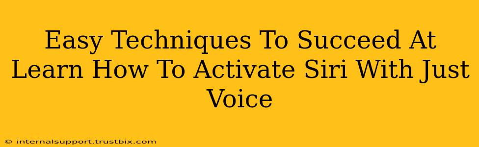 Easy Techniques To Succeed At Learn How To Activate Siri With Just Voice