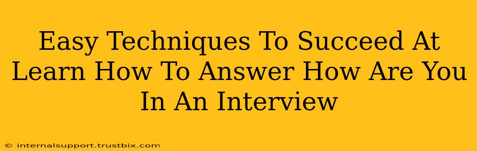 Easy Techniques To Succeed At Learn How To Answer How Are You In An Interview