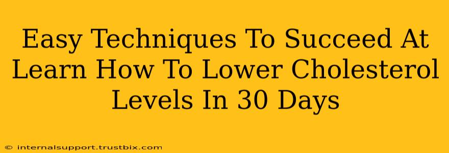 Easy Techniques To Succeed At Learn How To Lower Cholesterol Levels In 30 Days