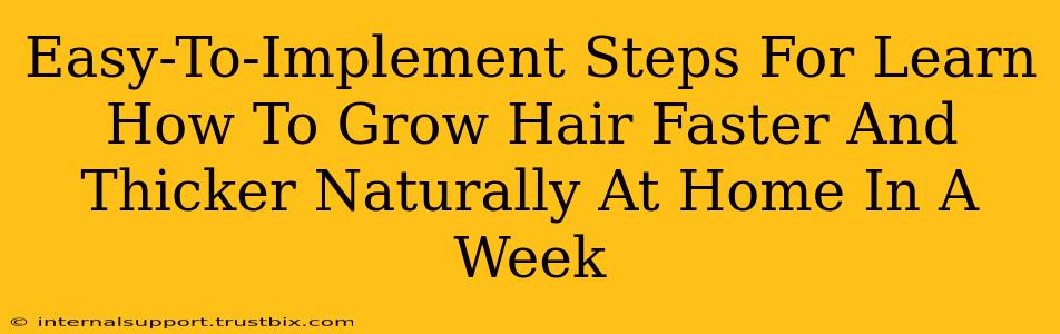 Easy-To-Implement Steps For Learn How To Grow Hair Faster And Thicker Naturally At Home In A Week