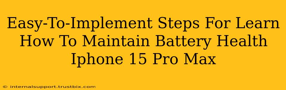 Easy-To-Implement Steps For Learn How To Maintain Battery Health Iphone 15 Pro Max