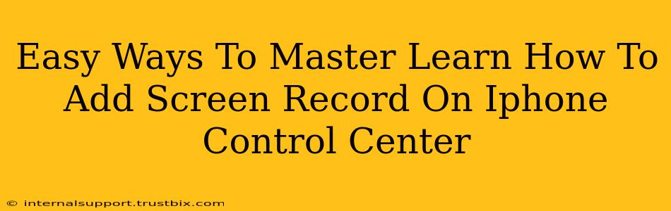 Easy Ways To Master Learn How To Add Screen Record On Iphone Control Center