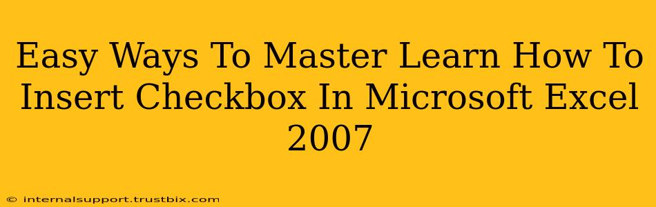 Easy Ways To Master Learn How To Insert Checkbox In Microsoft Excel 2007