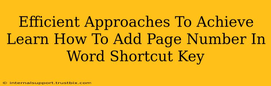 Efficient Approaches To Achieve Learn How To Add Page Number In Word Shortcut Key