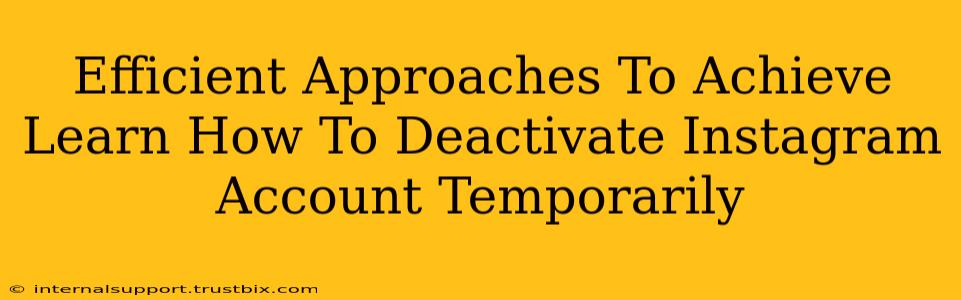 Efficient Approaches To Achieve Learn How To Deactivate Instagram Account Temporarily