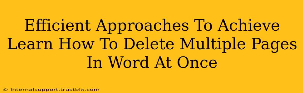 Efficient Approaches To Achieve Learn How To Delete Multiple Pages In Word At Once