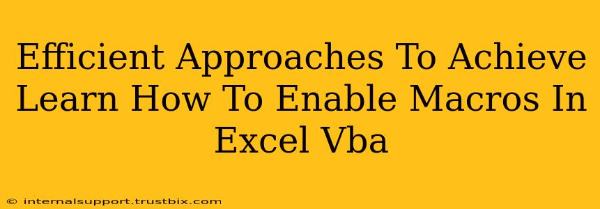 Efficient Approaches To Achieve Learn How To Enable Macros In Excel Vba