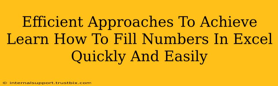 Efficient Approaches To Achieve Learn How To Fill Numbers In Excel Quickly And Easily